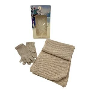 Mervyn's Scarf and Gloves Set Beige/Cream Open Box